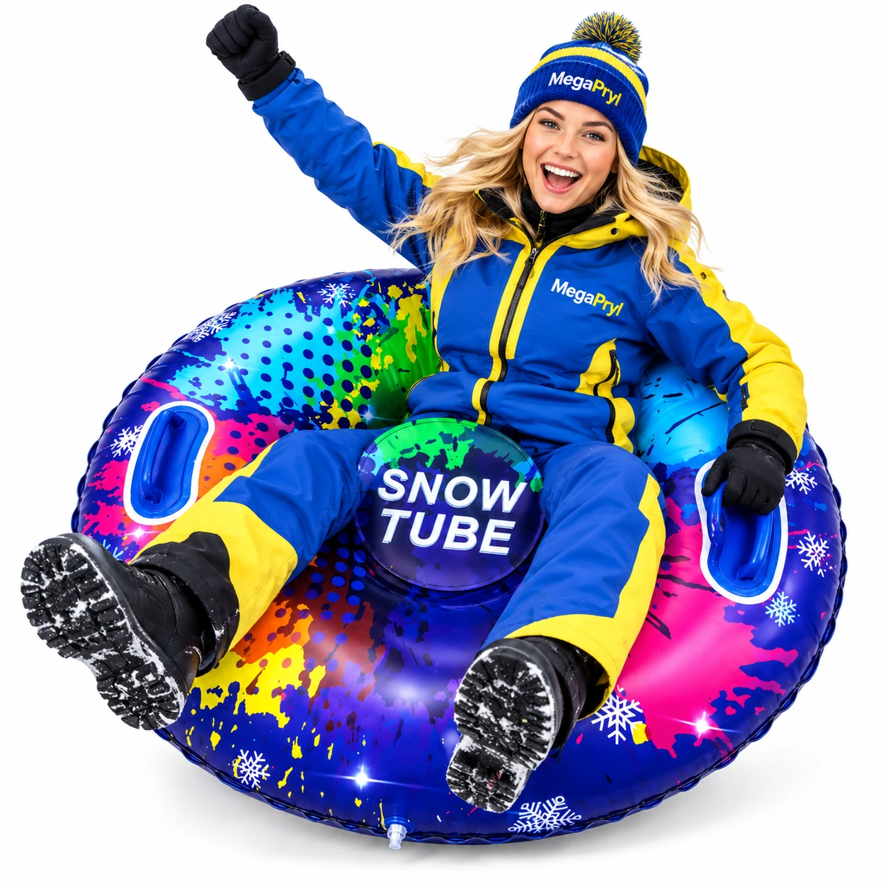 Snow tube 85 cm för snölek med handtag, flerfärgad