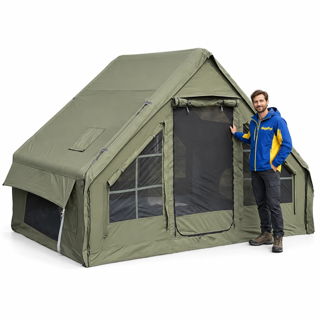 Uppblåsbart campingtält med handpump och förvaringsväska