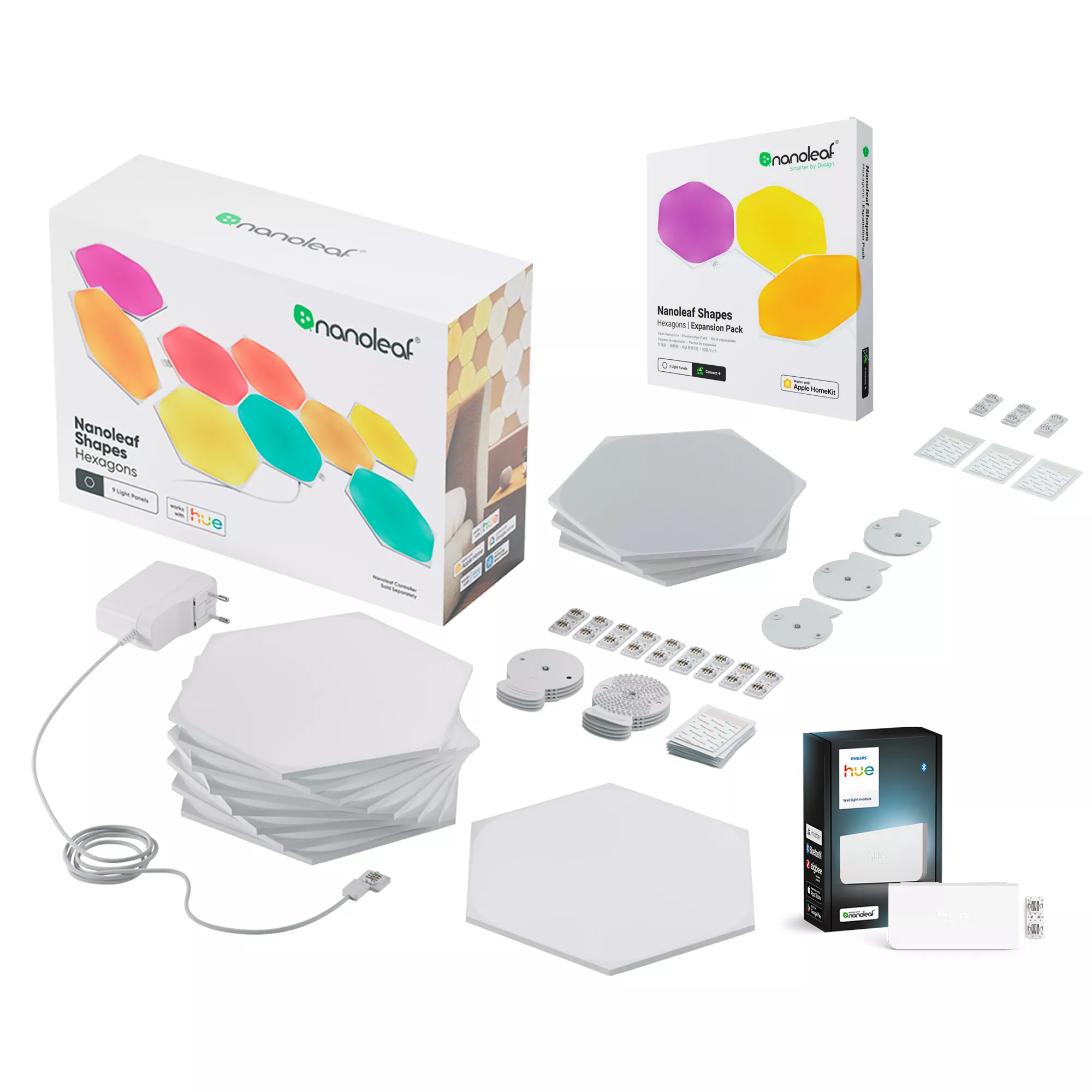 Philips Hue Wall Panel Hexagon Startpaket (12 Panels) + Wall Light Modul