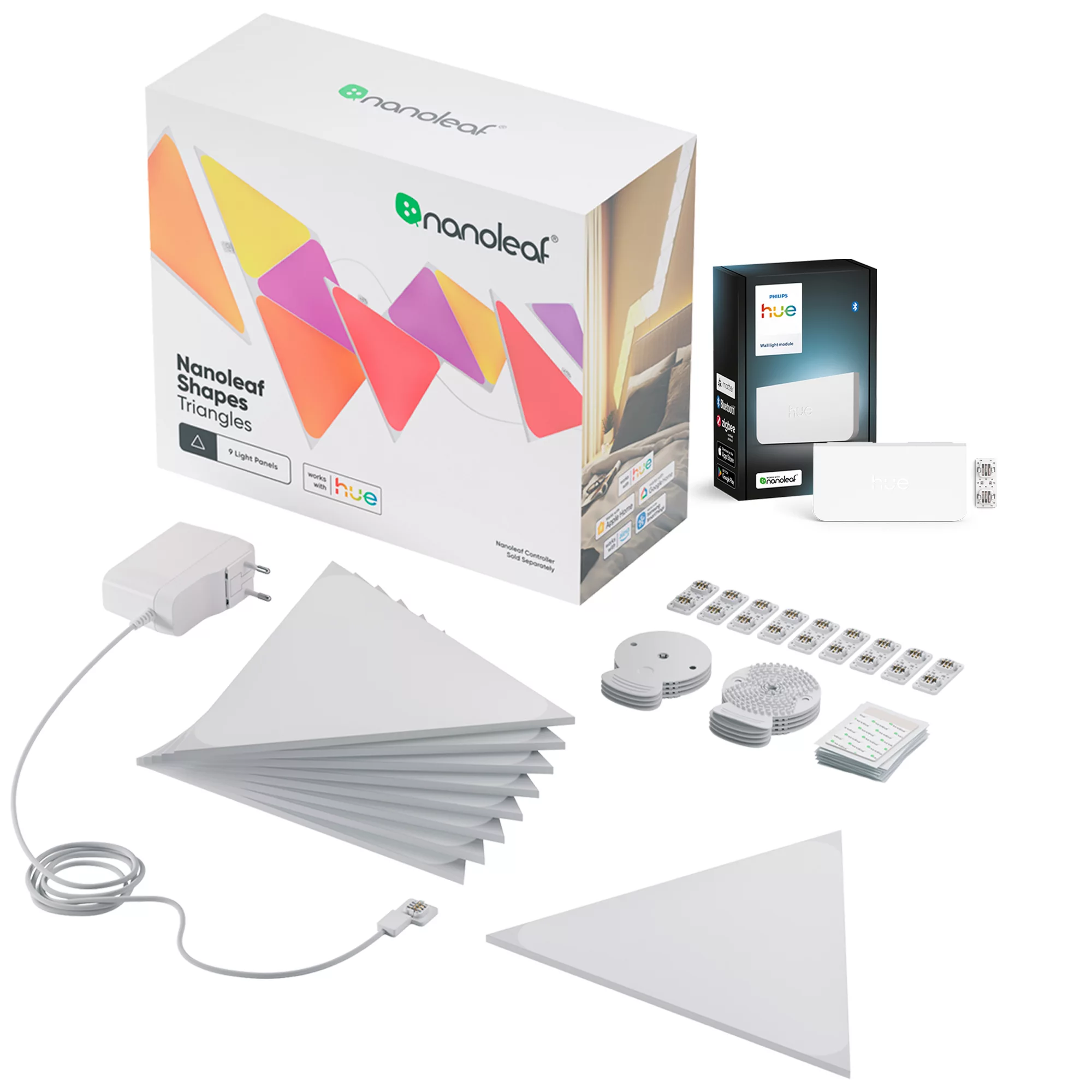 Philips Hue Wall Panel Triangle Startpaket (9 Panels) + Wall Light Modul