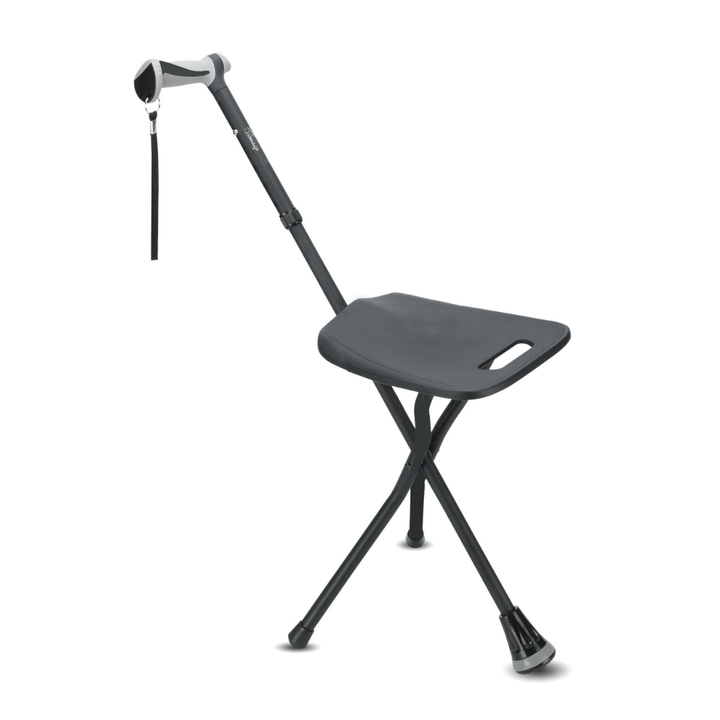 Justerbar käpp i aluminium med sits