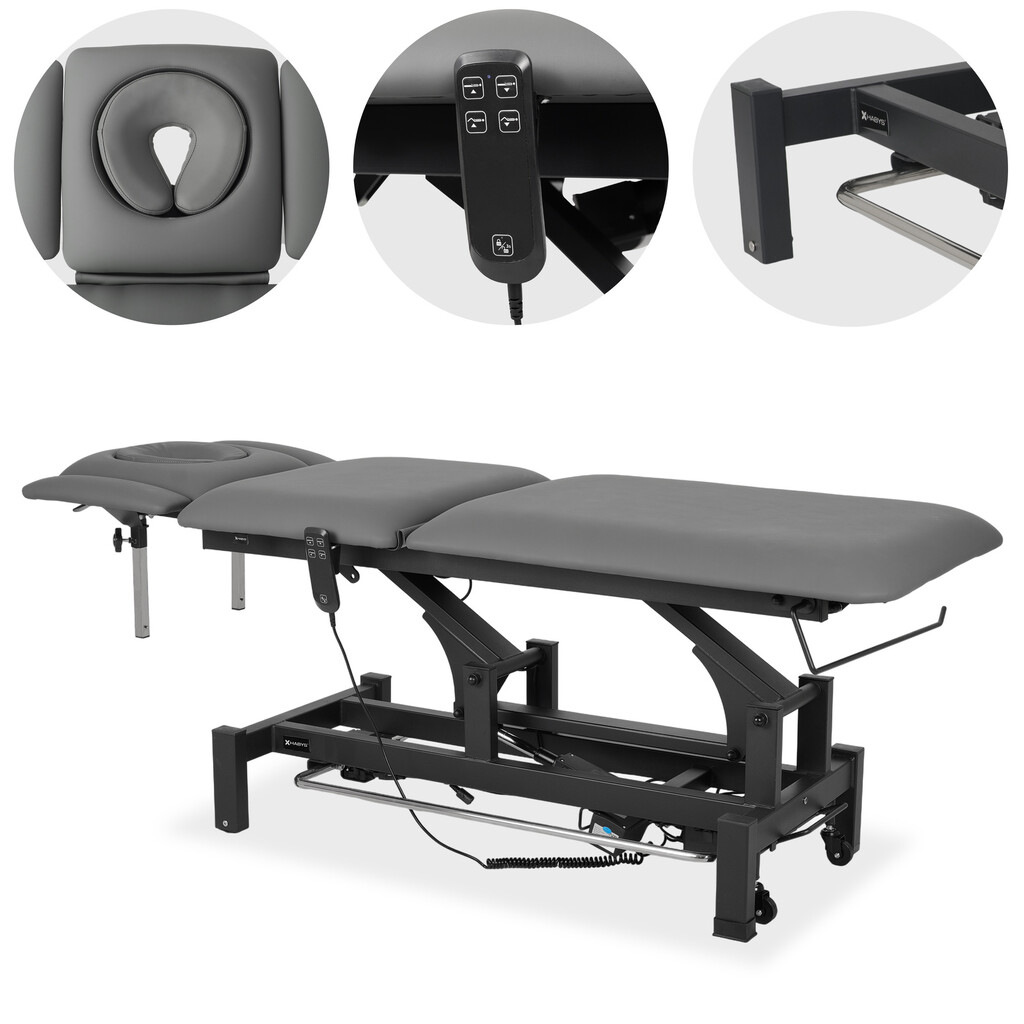 Fortis 5 ERGO massagebänk, elektrisk fotkontroll, grå