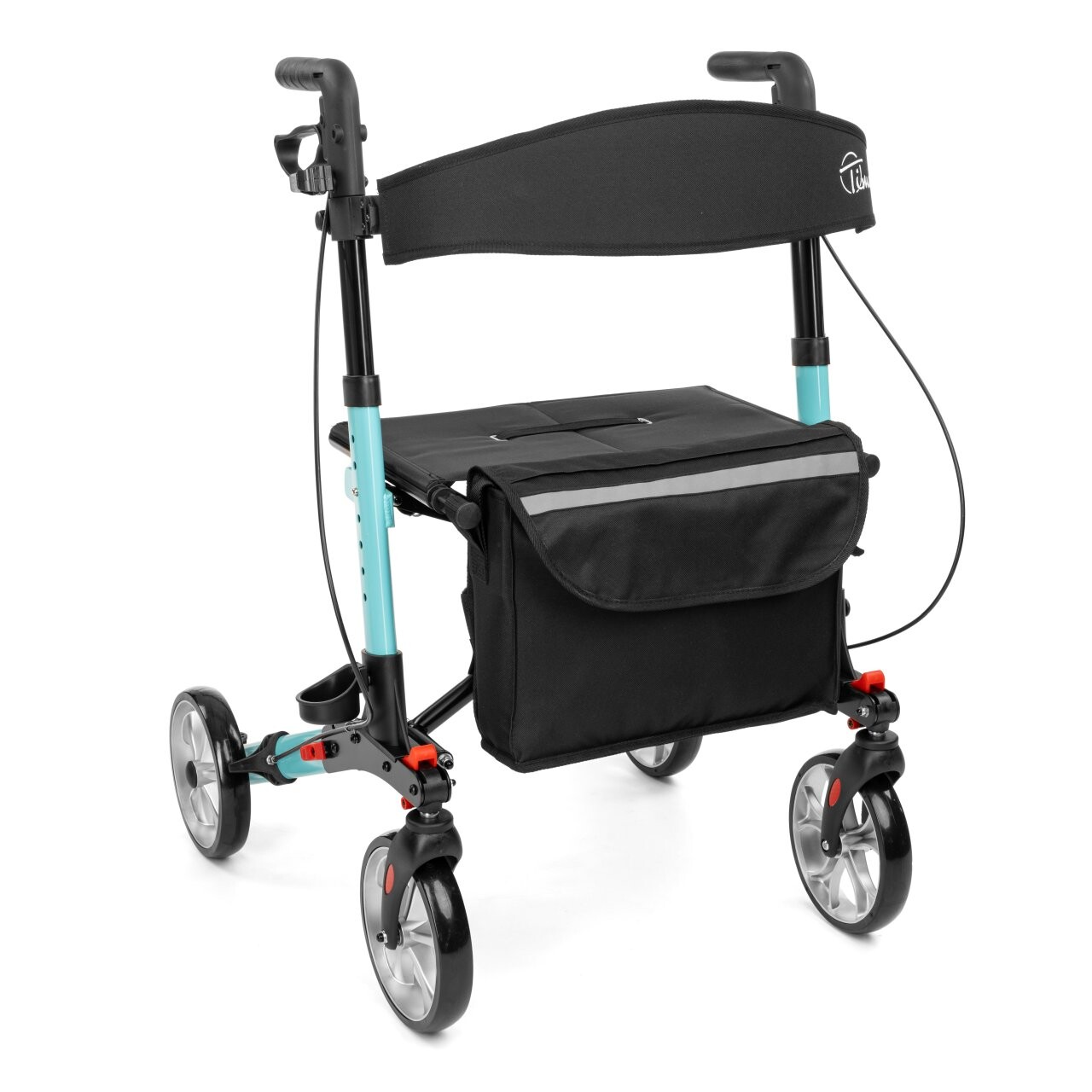 Rollator i aluminium med 4 hjul, Yola turkos