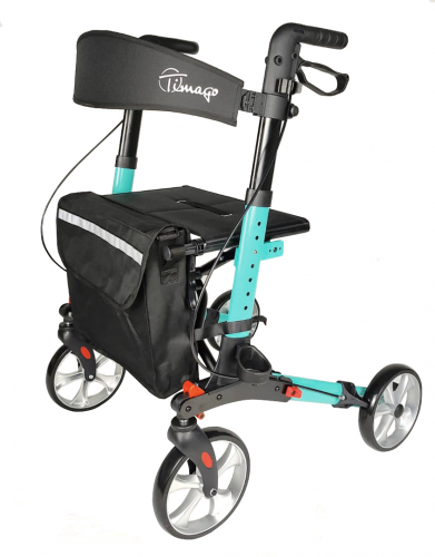 Rollator i aluminium med 4 hjul, Yola turkos
