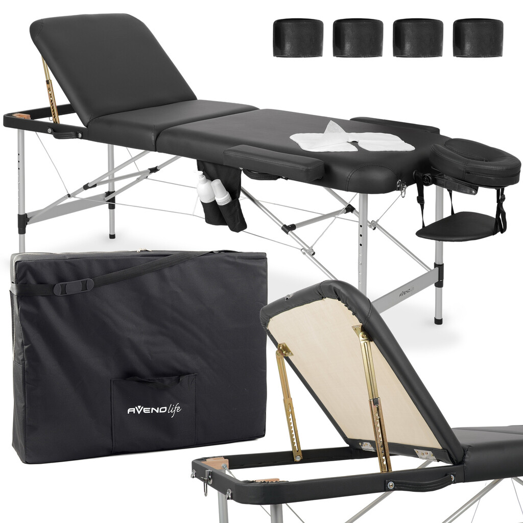 Bärbar massagebänk Adele 70cm, Svart