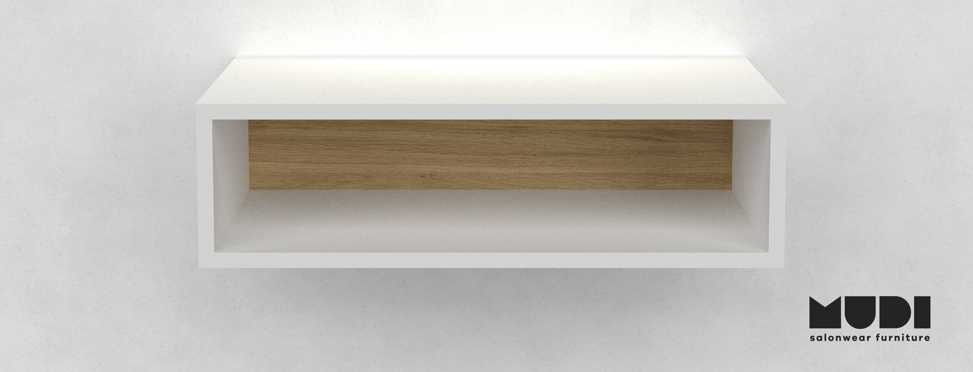 Vägghylla för salong, Long Shelf White