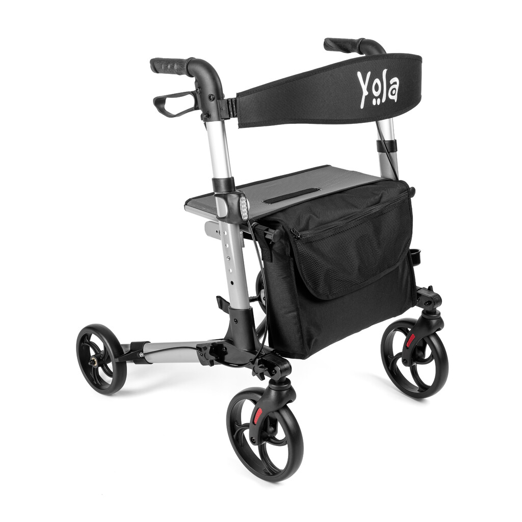 Rollator i aluminium med 4 hjul, Yola