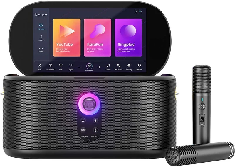 Nedis iKarao Shell S1 Portable Karaokehögtalare 10.1" pekskärm 2 trådlösa mikrofoner 280W