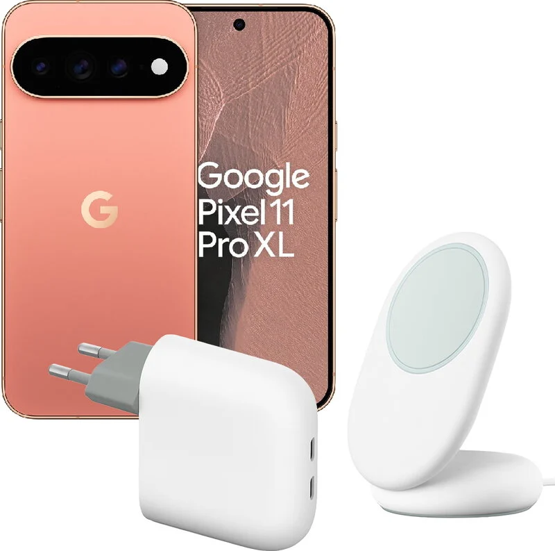 Google Pixel 11 Pro XL 256GB Canyon + Google Pixelsnap med ställ / Qi2 Snow + Google Pixel Flex USB-C-snabbladdare / 67W Snow