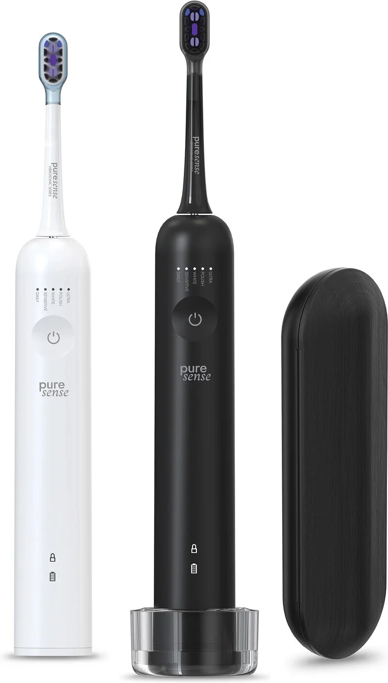 PureSense PSDV600 2-pack Vibrosonic Eltandborste + Resefodral