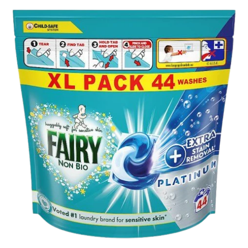 Fairy Platinum Non-Bio Tvättkapslar Med Extra Fläckborttagning - 44 st