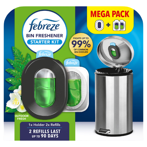 Febreze Outdoor Fresh Startkit Med Hållare Och Refiller För Soptunnefräschare - 2 x 4,88 ml