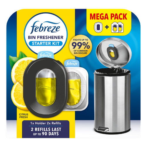 Febreze Citrus Fresh Startkit Med Hållare Och Refiller För Soptunnefräschare - 2 x 4,88 ml