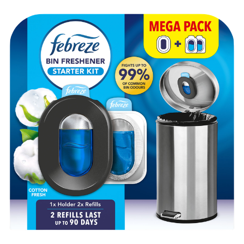 Febreze Cotton Fresh Startkit Med Hållare Och Refiller För Soptunnefräschare - 2 x 4,88 ml