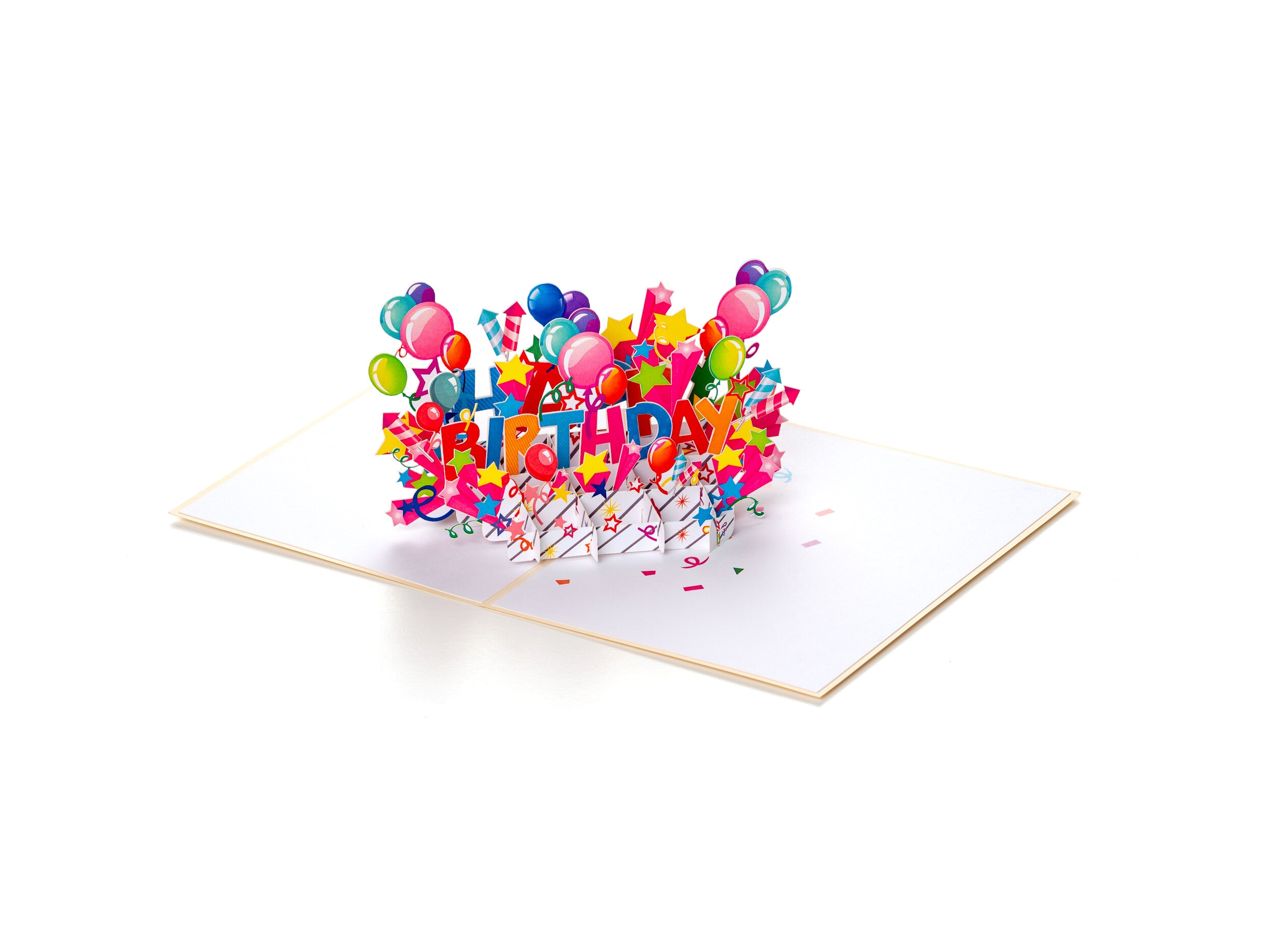 Pop Up-kort - Happy Birthday (beige kort)