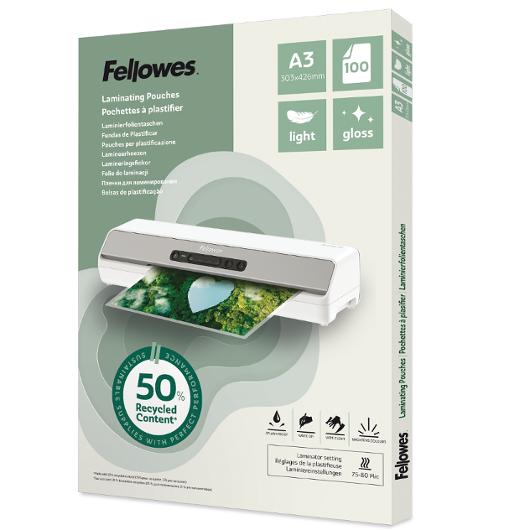 Laminat FELLOWES A3 75-80mic klar 100/fp