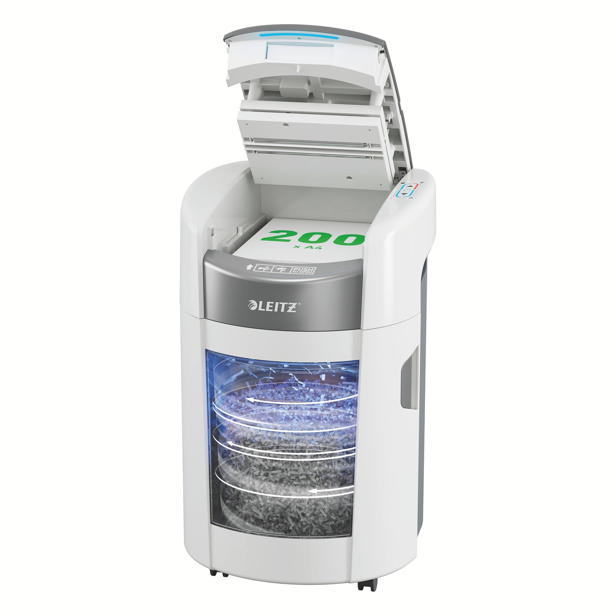 Dokumentförstörare Leitz IQ OptiMax Autofeed 200 P4 Cross Cut