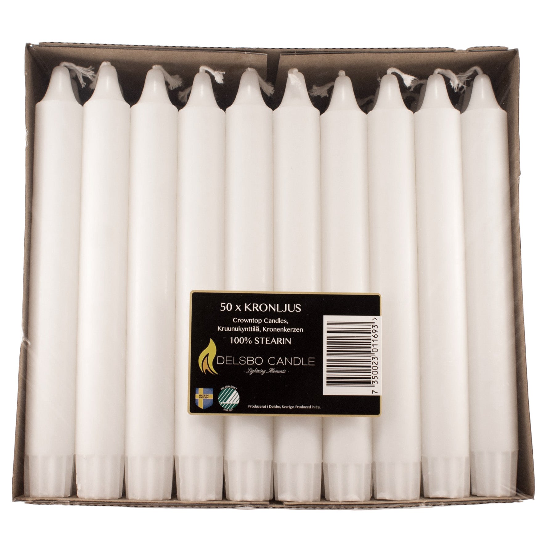 Kronljus 100% stearin 20 cm Delsbo 50-pack