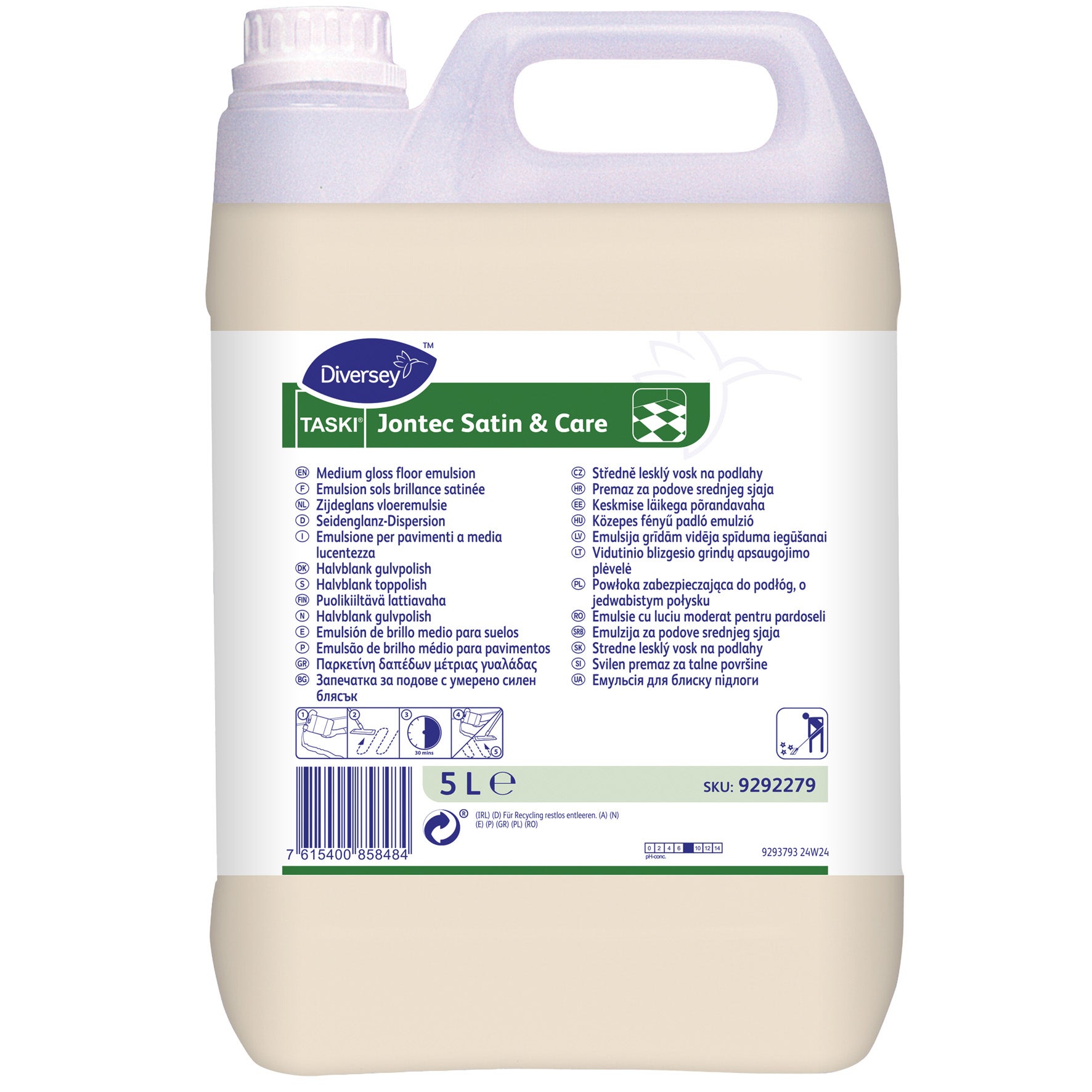 Golvpolish halvblank Jontec Satin & Care 5 liter W1779