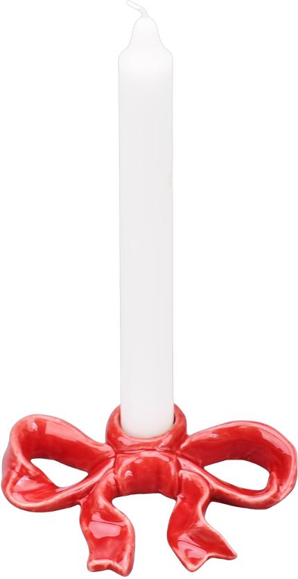Ljusstake FESTIVE Rosett 12cm röd