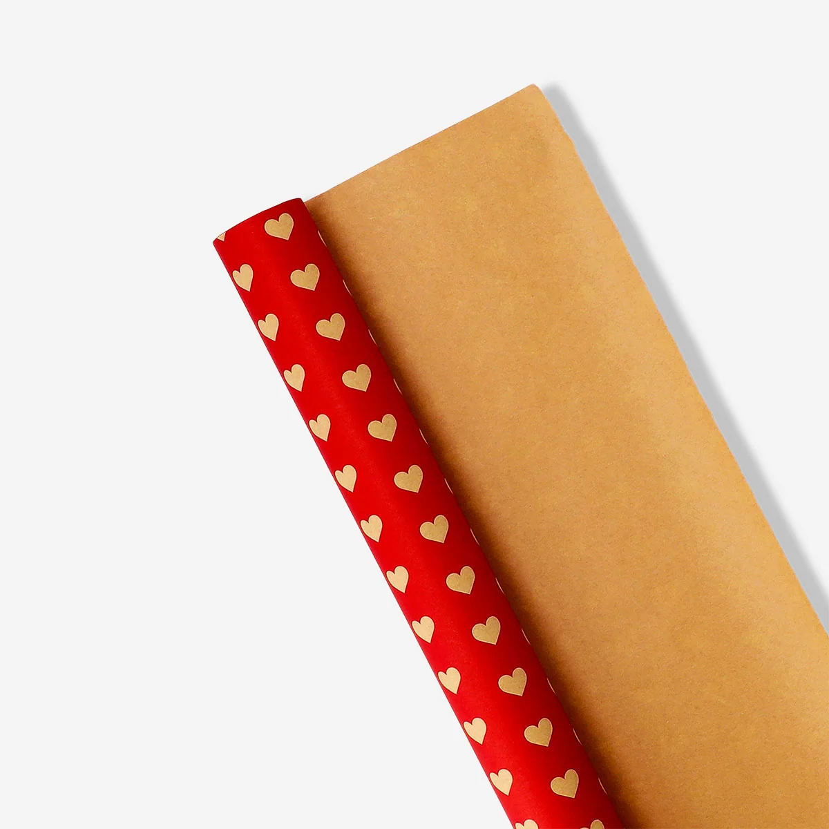 1000 cm presentpapper i kraftpapper - Röda hjärtan