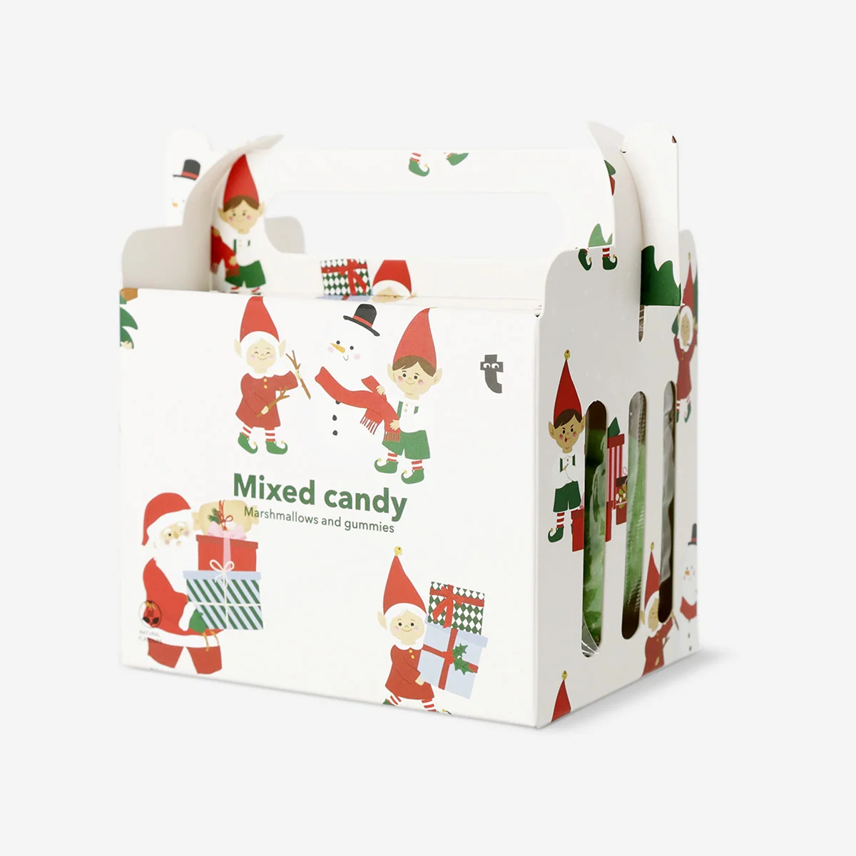 Godisblandning i julask – marshmallows med vaniljsmak och gelégodis med blandade fruktsmaker