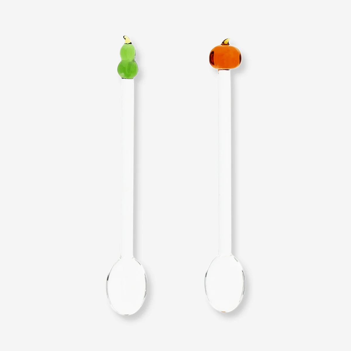 Glasskedar med pumpafigurer – 2 st