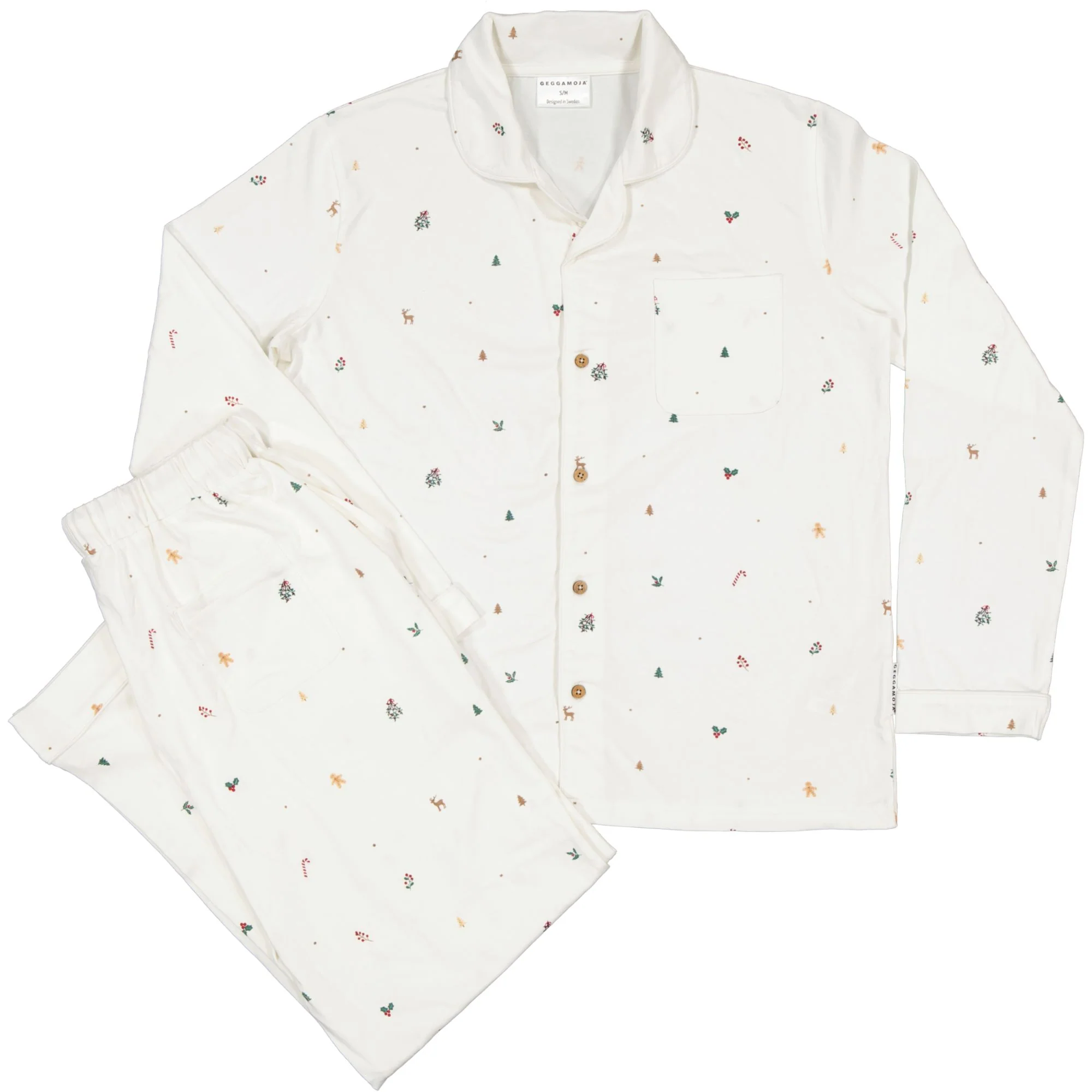 Pyjamas Vuxen Tvådelad Holiday Icons Beige