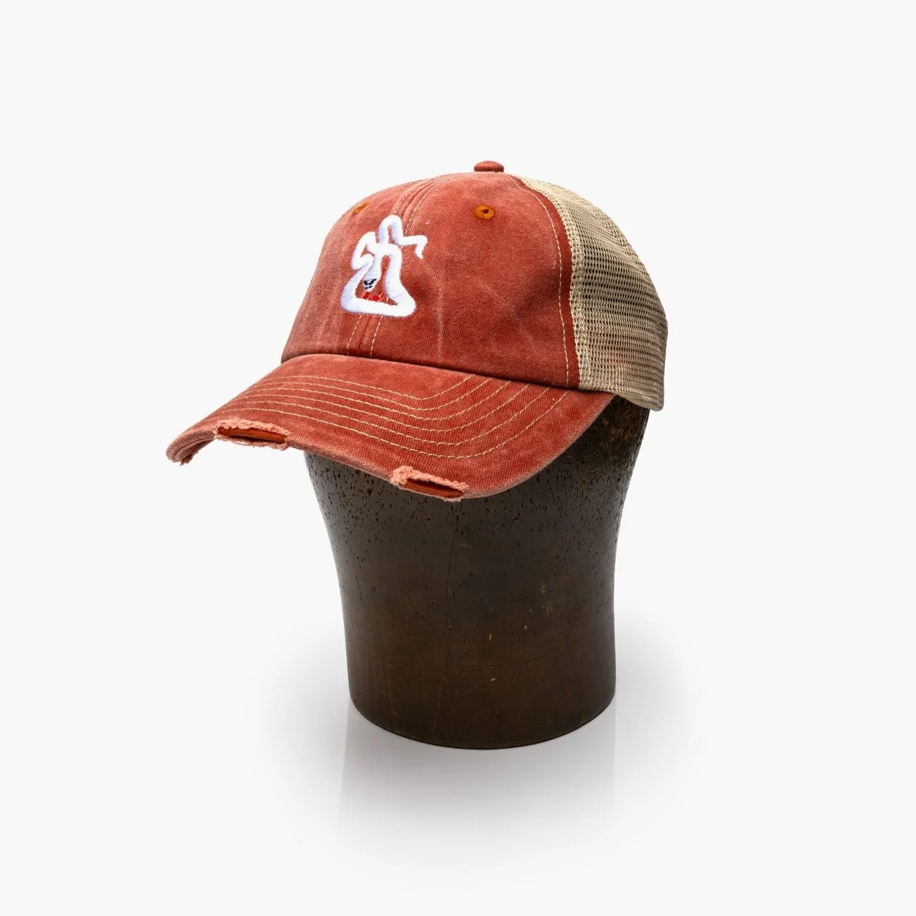 Distressed Snake Trucker Cap - Washed Red