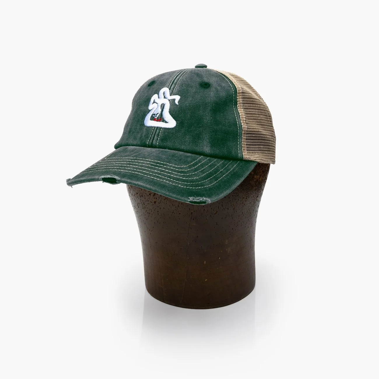 Distressed Snake Trucker Cap - Washed Green