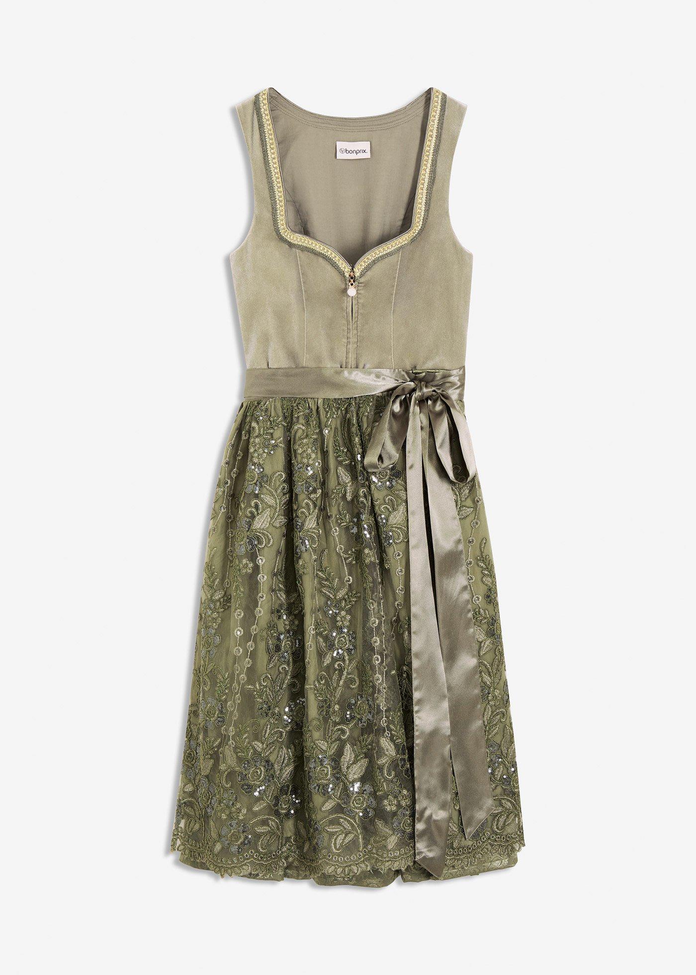 Dirndl med paljettförkläde (2 delar)