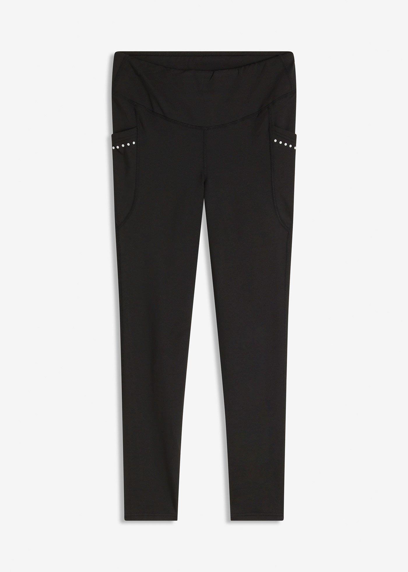 Fodrade leggings i snabbtorkande material med reflexdetaljer och mobilficka