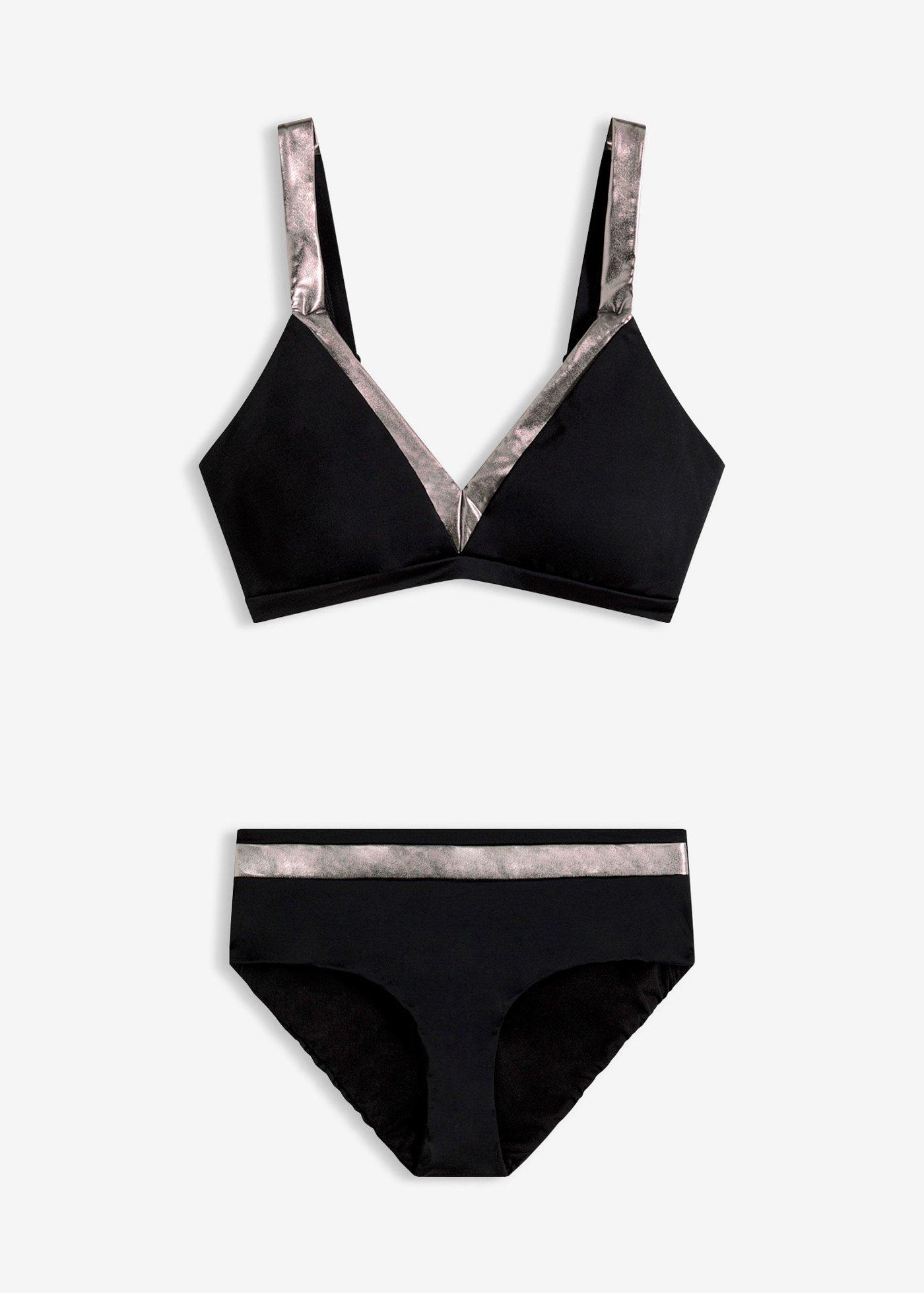 Bikini med silverfärgade infällningar (2 delar)