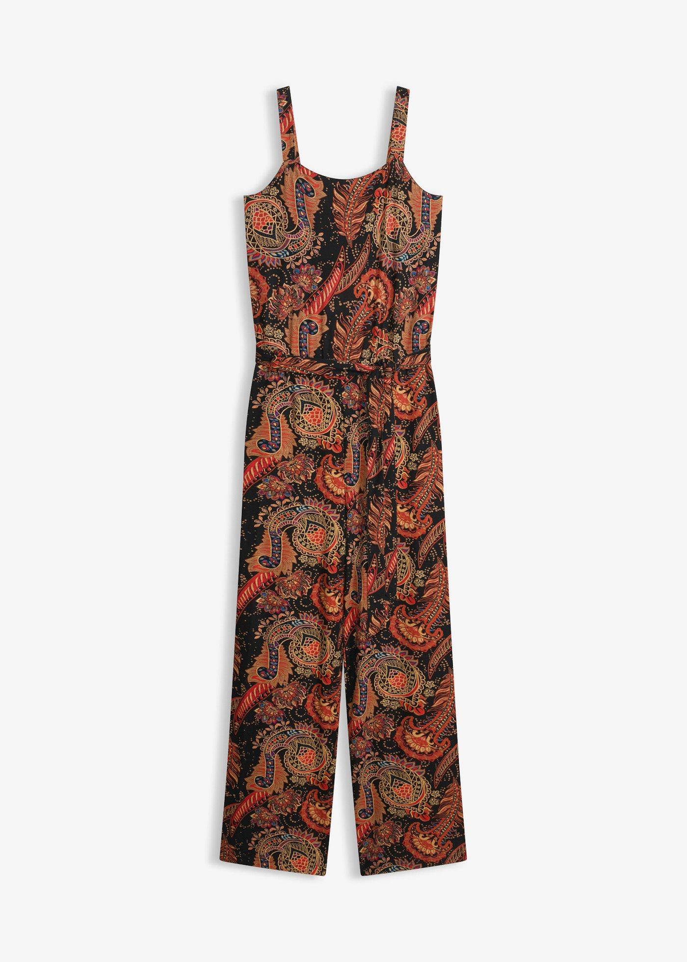 Mönstrad jumpsuit i jersey av mjuk viskosmix