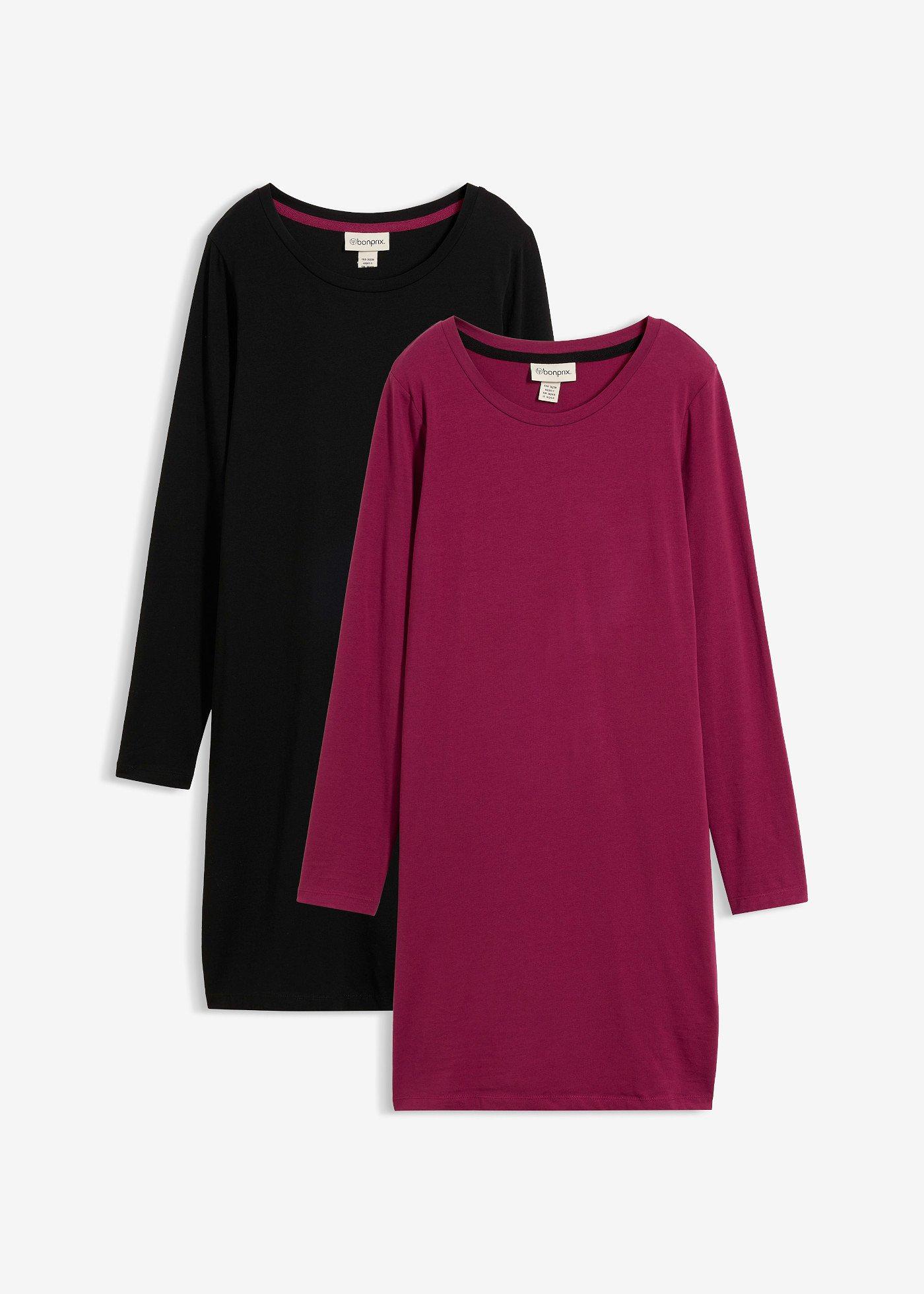 Jerseyklänning av bomull med stretch (2-pack)