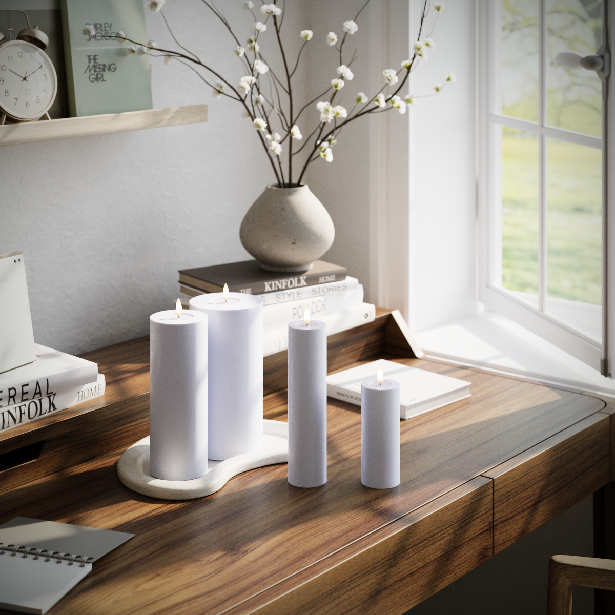 LED Blockljus paket - Stövet blå - 5 x 12,5 + 20 | 7,5 x 20 | 10 x 20 cm