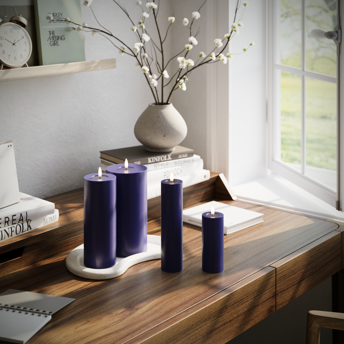 LED Blockljus paket - Kungsblå - 5 x 12,5 + 20 | 7,5 x 20 | 10 x 20 cm