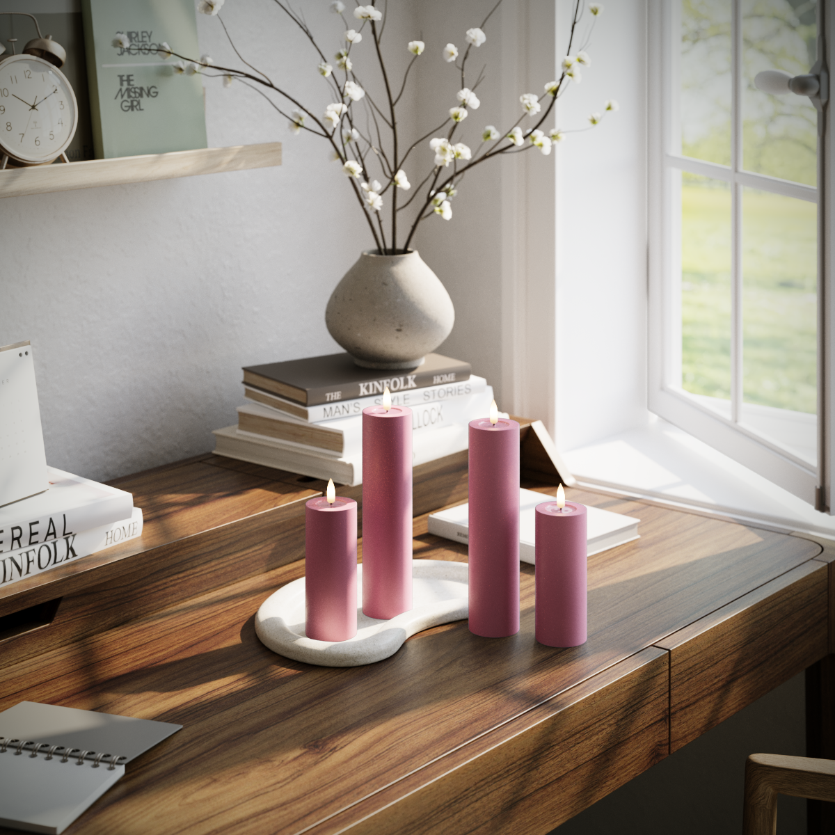 LED Blockljus paket - Magenta - 2x 5 x 12,5 cm | 2x 5 x 20