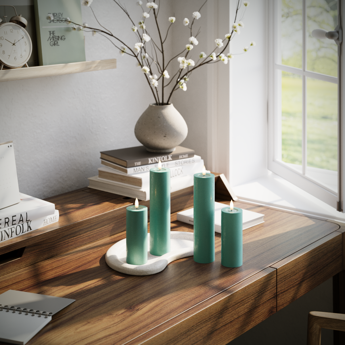 LED Blockljus Paket - Jade Green - 2x 5 x 12,5 | 2x 5 x 20 cm