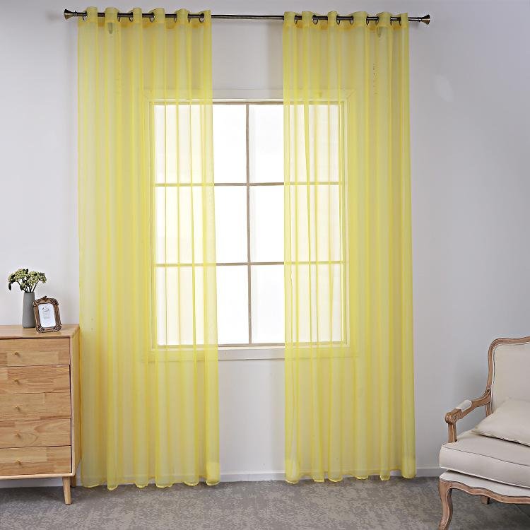 Skuggande Enfärgade Skira Gardiner för Vardagsrumsdekoration Fönstergardiner för Kök Moderna Tyll Voile Organza Gardiner 100x200cm