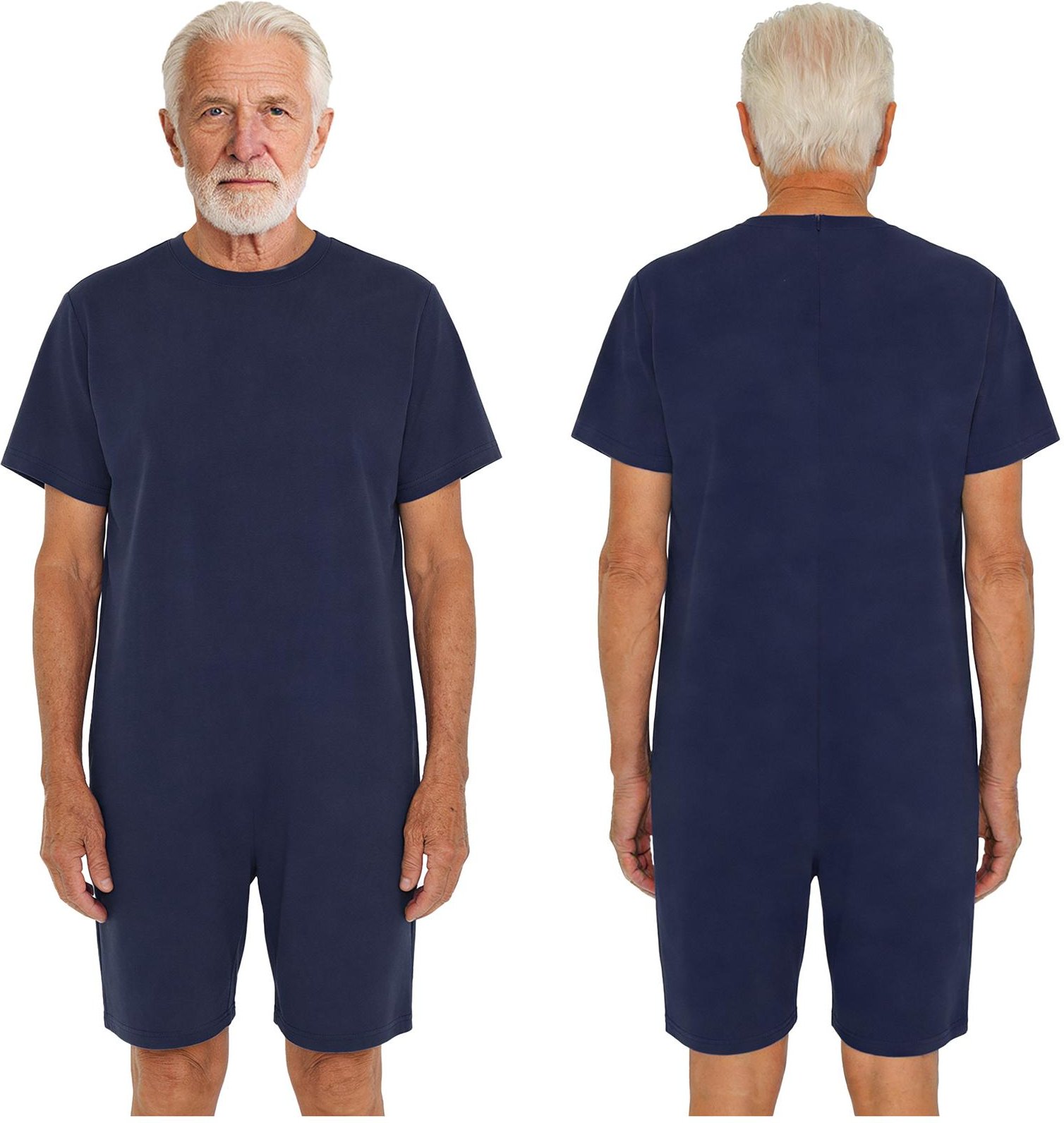 S-3XL Unisex Anpassningsbar Jumpsuit: Jumpsuit med dragkedja baktill som inte glider upp, lättskött med korta ärmar för äldre och personer med särskilda behov XL