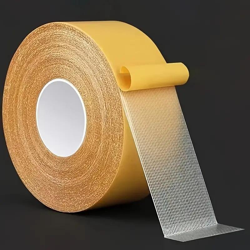 Kraftig dubbelsidig extra stark tejp med glasfibernät Mattor, Väggar, Golv Vattentät tejp 4cm*5m gul