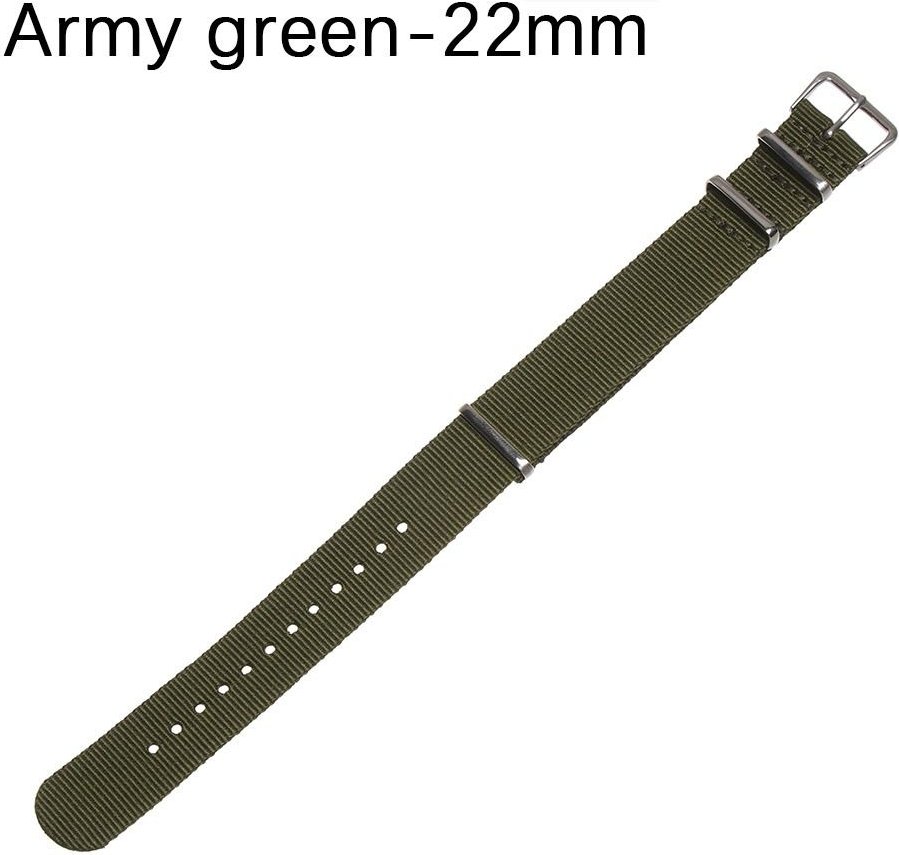 18 20 22 mm slitstark, justerbar sportögla klockarmband, byte av klockarmband Nylonvävarmband 22mm armégrön färg
