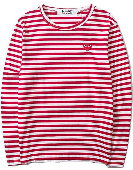 Japansk Stil Randig Broderad Unisex Långärmad Topp Medium