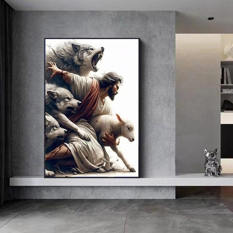 Jesus Kristus Canvas Postres Kristus Jesus Porträtt Väggkonst Tryck Affisch Jag Ska Gå Med Kristus Bibelvers Present Affisch 30x45cm