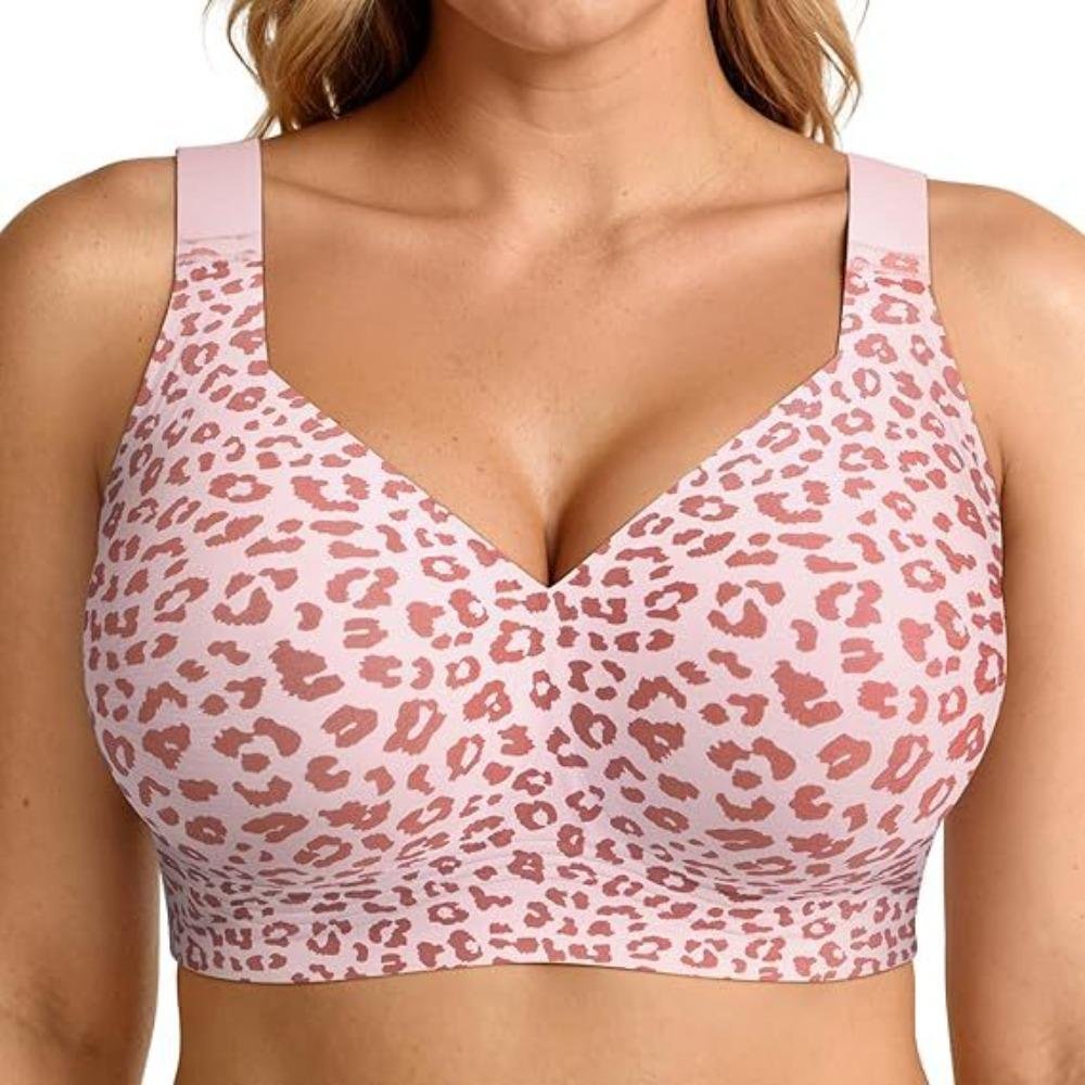 Mjukt Stöd Trådlös BH för Kvinnor, Sömlös Tunn Stil Gelé BH Push Up Bekväm BH för Stor Byst 4XL beige