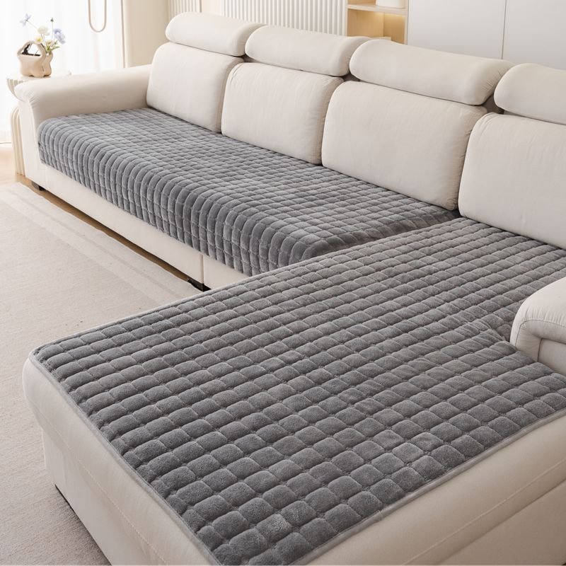 Tjock Flanell Plysch Sofföverdrag Matta, Halkfri Modern Enkel Sittkudde, Hela Säsongen Vintervarm Sofföverdrag 90*210cm