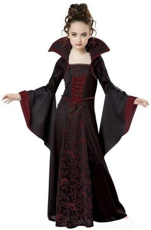 Halloween kostym för barn Halloween Fantasy Vampyrdräkt Flickor Lång Tutu-klänning Barn Karnevalskläder Gotiska fjäderkläder 160 röd