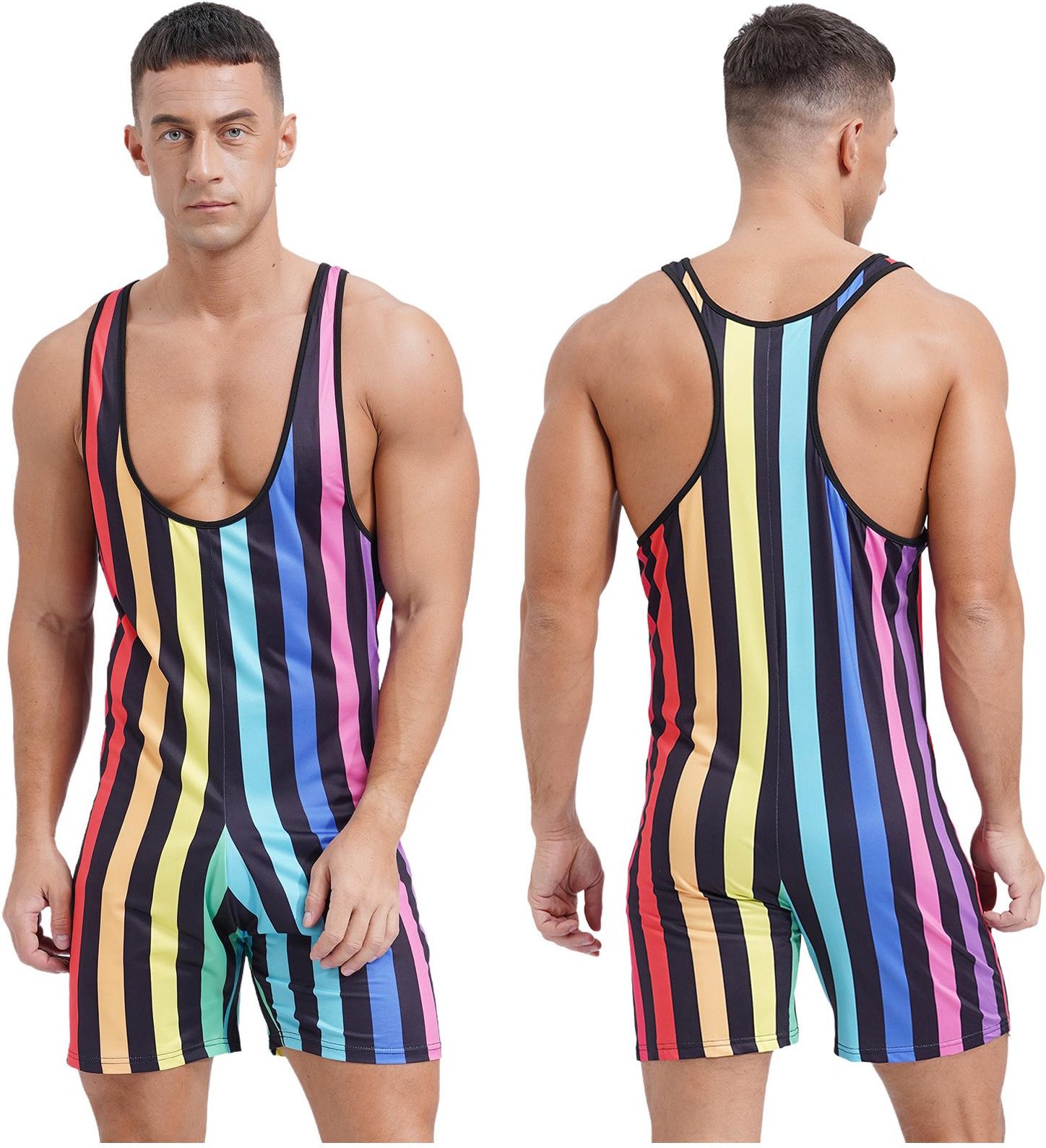 One Piece Baddräkt för män Ärmlös Slim Fit Fitness Gym Sport Bodysuit Herr Surfkläder L