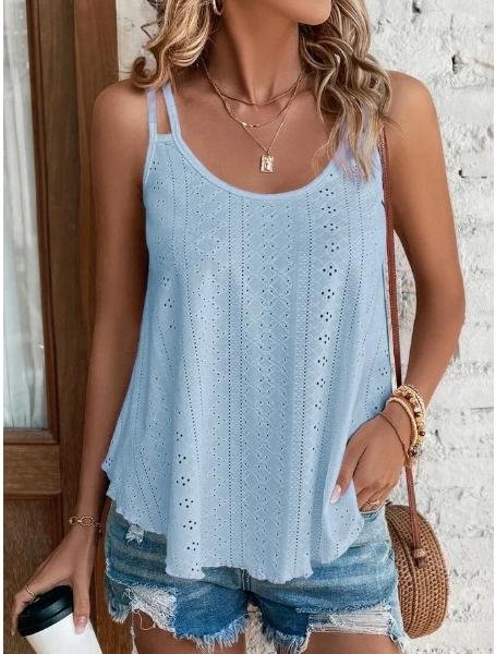 Sommar Dam Camisole Linne med rund hals Jacquard inuti ärmlös bottenskjorta M gray